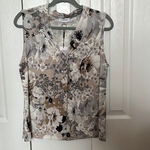 Calvin Klein floral sleeveless blouse L